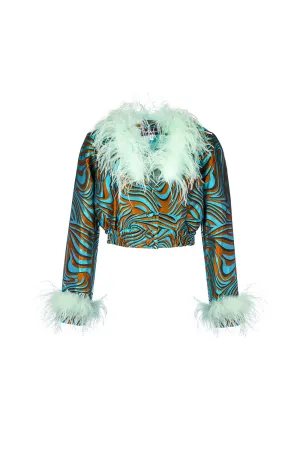 Mint Marilyn Jacket With Feathers