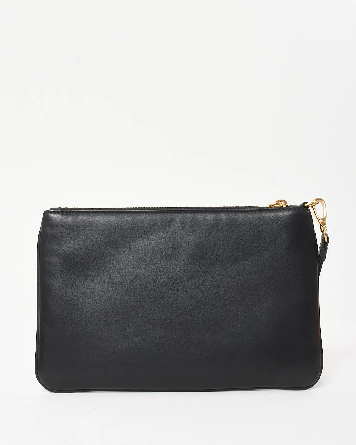 Miu Miu Black Leather Logo Wristlet Pouch