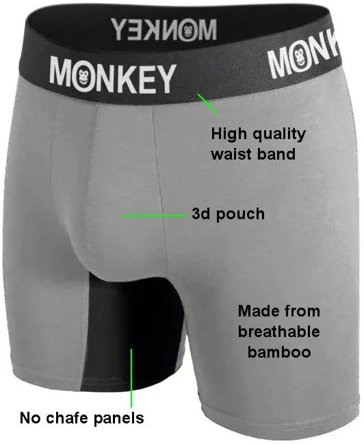 Monkey Undies Men's Grey Bamboo Boxer Brief