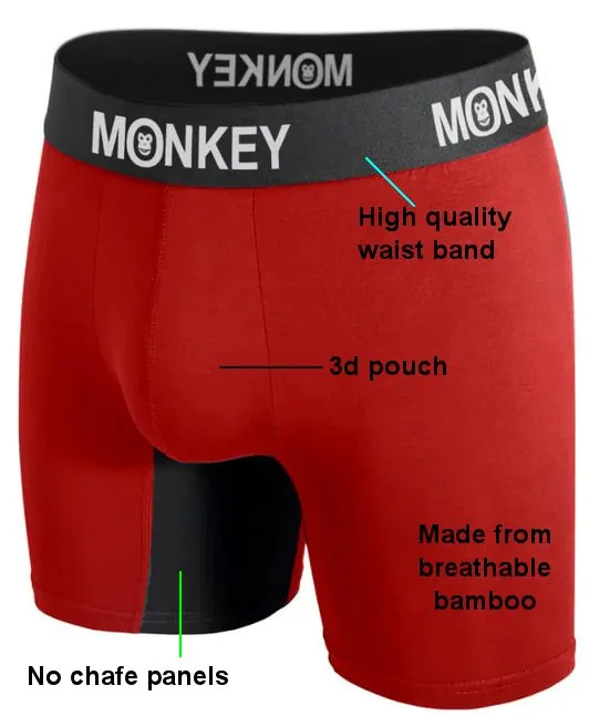 Monkey Undies Men's Red Bamboo Boxer Brief