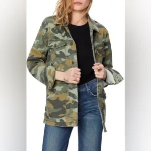 Mother Loose Camo Cotton Linen Blend Jacket EUC Size XS