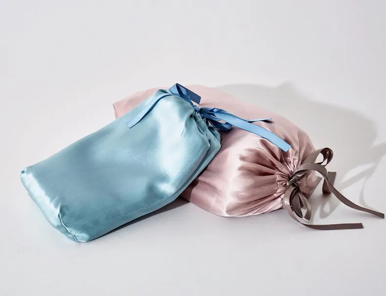 Mulberry Silk Bed Sheet & Pillow Cover, Silk Sleeping Bag (Pink/ Blue)