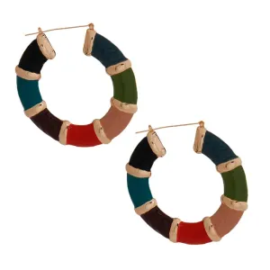 Multi Color wide Bamboo Hoops