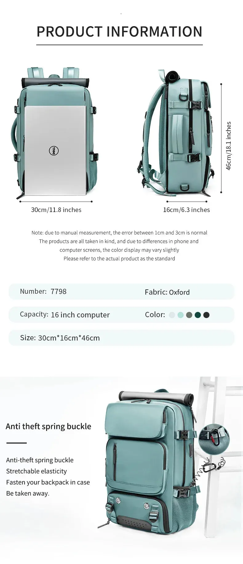 Multifunctional Travel Backpack with USB Charging Port