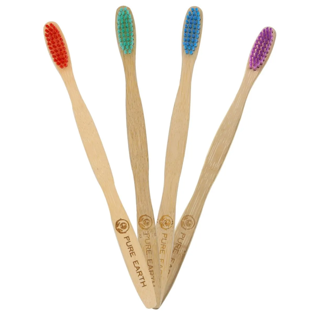 Natural Bamboo Adult Toothbrushes - Pack of 4