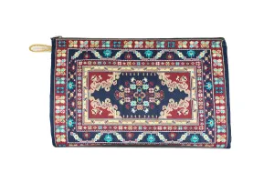 Navy Blue & Maroon Cotton Silk Pouch