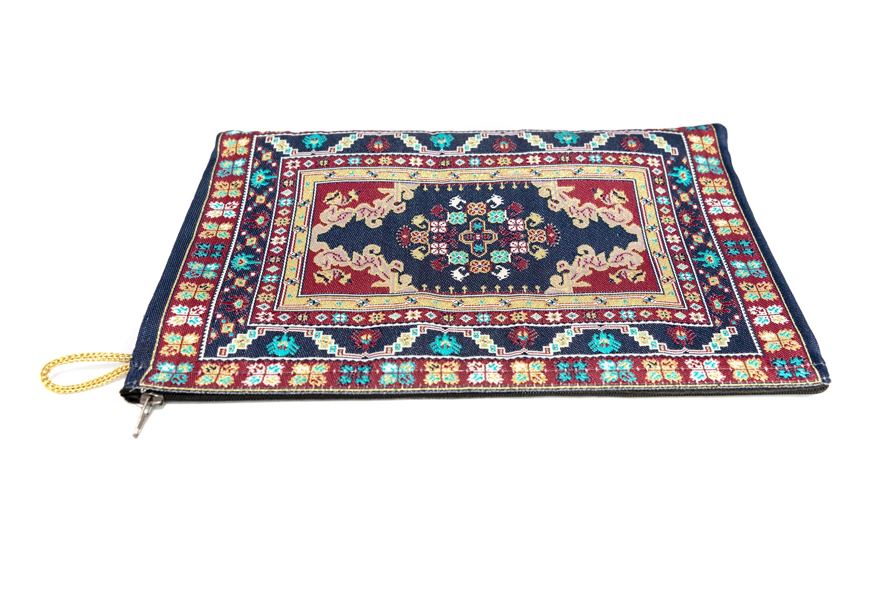 Navy Blue & Maroon Cotton Silk Pouch