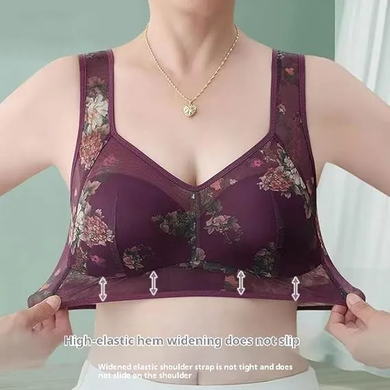 NEW LexTex Ellebloom - Ice Silk Lace Cooling Comfort Bra, Anti-Sagging Wire-Free Bra, Comfort Soft Bra, Lift Bra Women, Fits Like a Large/XL, Blue