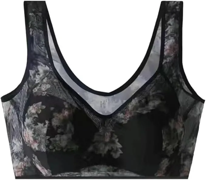 NEW LexTex Ellebloom - Ice Silk Lace Cooling Comfort Bra, Anti-Sagging Wire-Free Bra, Comfort Soft Bra, Lift Bra Women, Fits Like a L/XL, Black