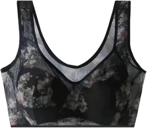 NEW LexTex Ellebloom - Ice Silk Lace Cooling Comfort Bra, Anti-Sagging Wire-Free Bra, Comfort Soft Bra, Lift Bra Women, Fits Like a L/XL, Black