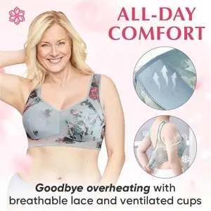 NEW LexTex Ellebloom - Ice Silk Lace Cooling Comfort Bra, Anti-Sagging Wire-Free Bra, Comfort Soft Bra, Lift Bra Women, Fits Like a Small/Medium, Blue