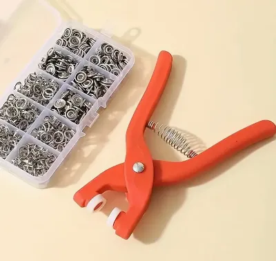 NEW Snap Button Kit With Hand Pressure Pliers And 50 Snap Buttons And 1 Clear Box, Metal Snap Buttons For Sewing DIY Crafts Clothes Hats Supermarket Gifts Bags Etc Sewing Supplies