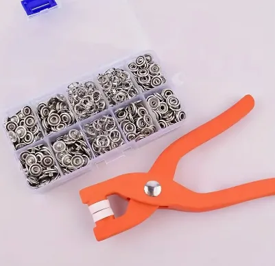 NEW Snap Button Kit With Hand Pressure Pliers And 50 Snap Buttons And 1 Clear Box, Metal Snap Buttons For Sewing DIY Crafts Clothes Hats Supermarket Gifts Bags Etc Sewing Supplies
