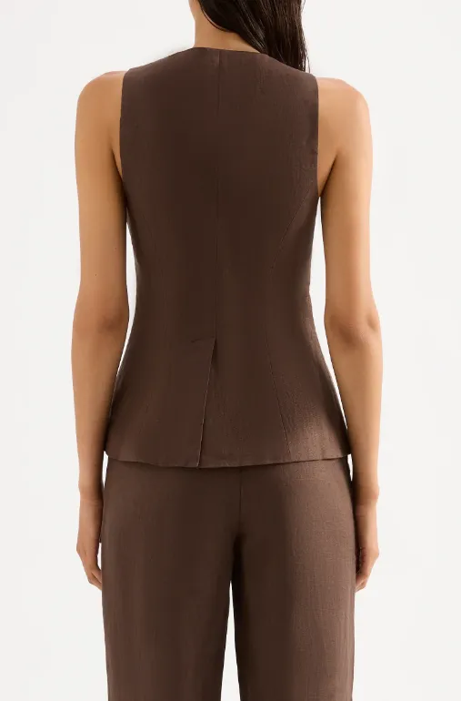 Nude Lucy Clio Linen Vest - Clove