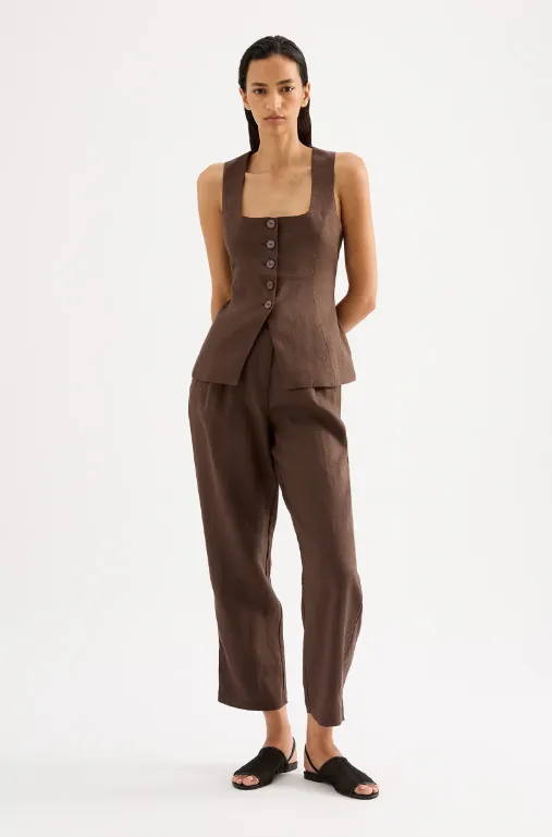 Nude Lucy Clio Linen Vest - Clove