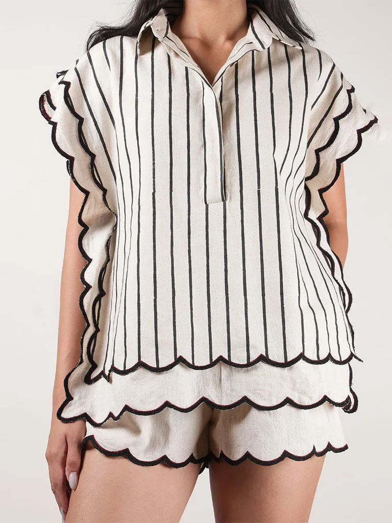 Oatmeal Scallop Shirt