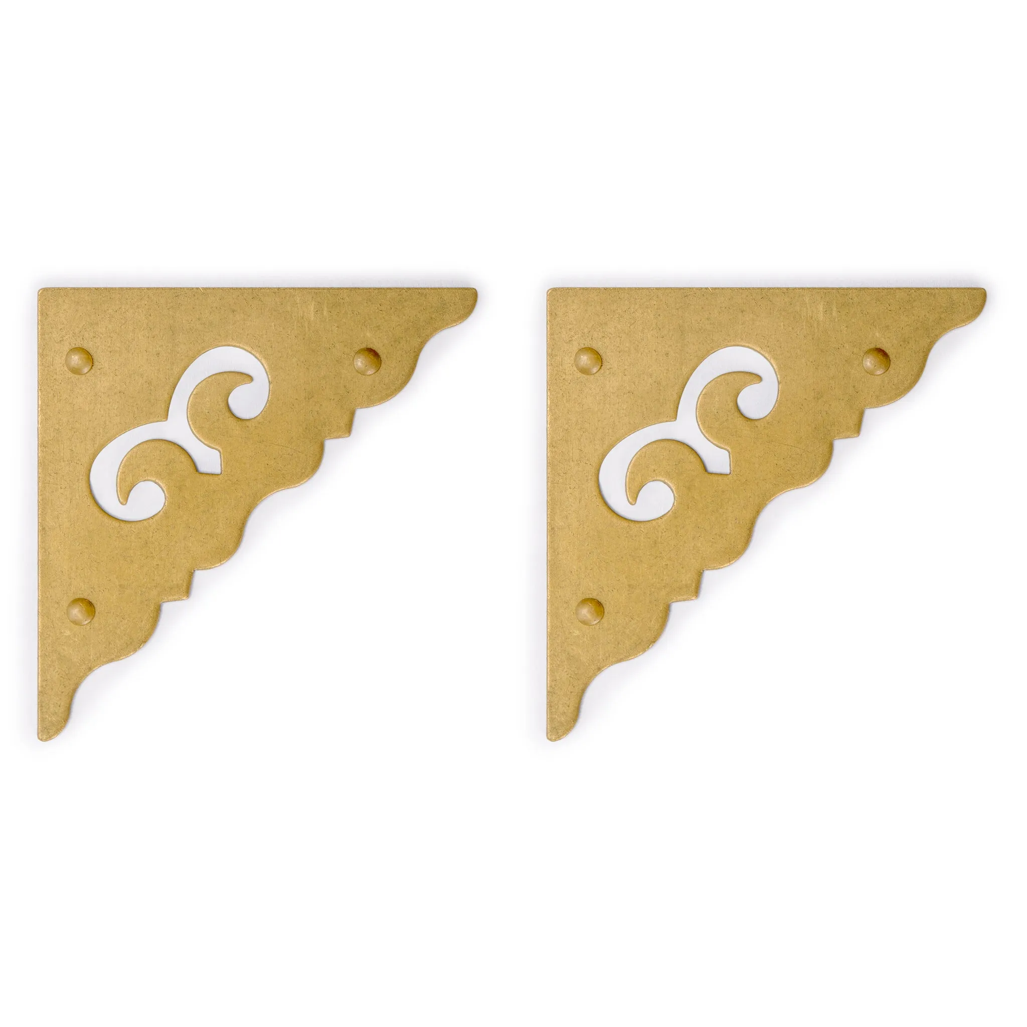 Ocean Wave Brass Corner Hardware 1.9" - Set of 2