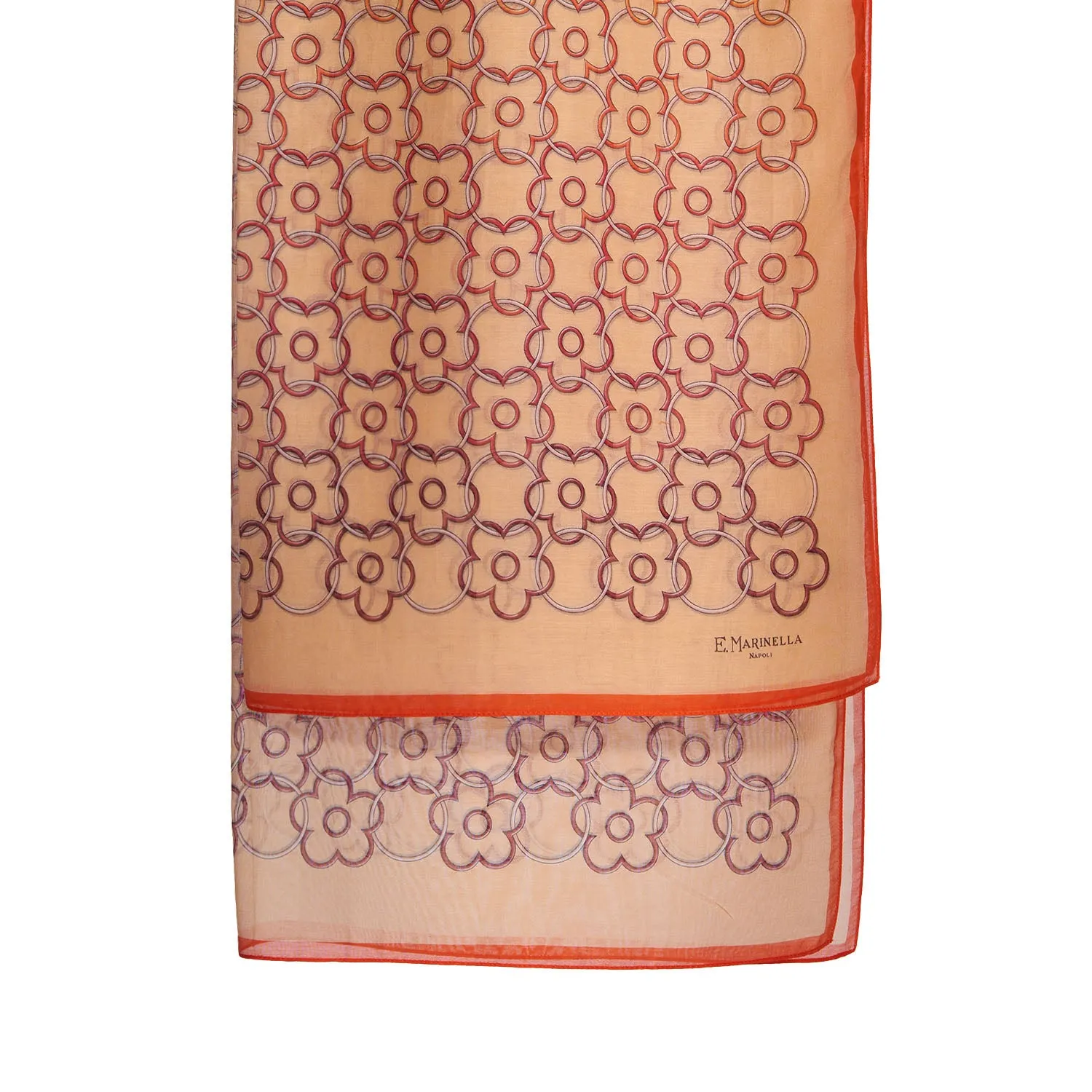 ORANGE TUBULAR SCARF IN COTTON VOILE AND SILK