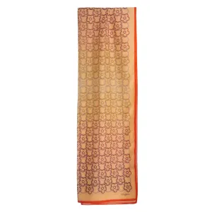 ORANGE TUBULAR SCARF IN COTTON VOILE AND SILK