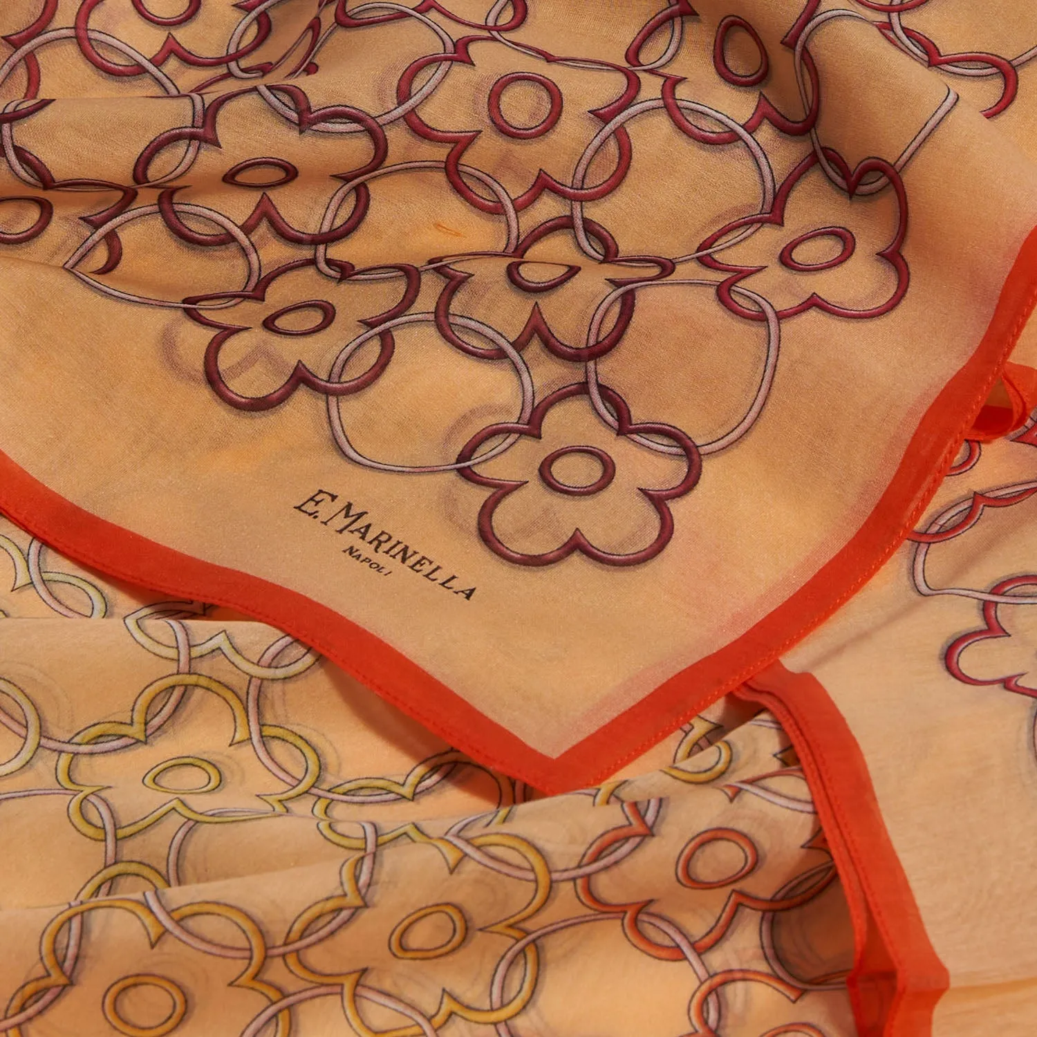 ORANGE TUBULAR SCARF IN COTTON VOILE AND SILK