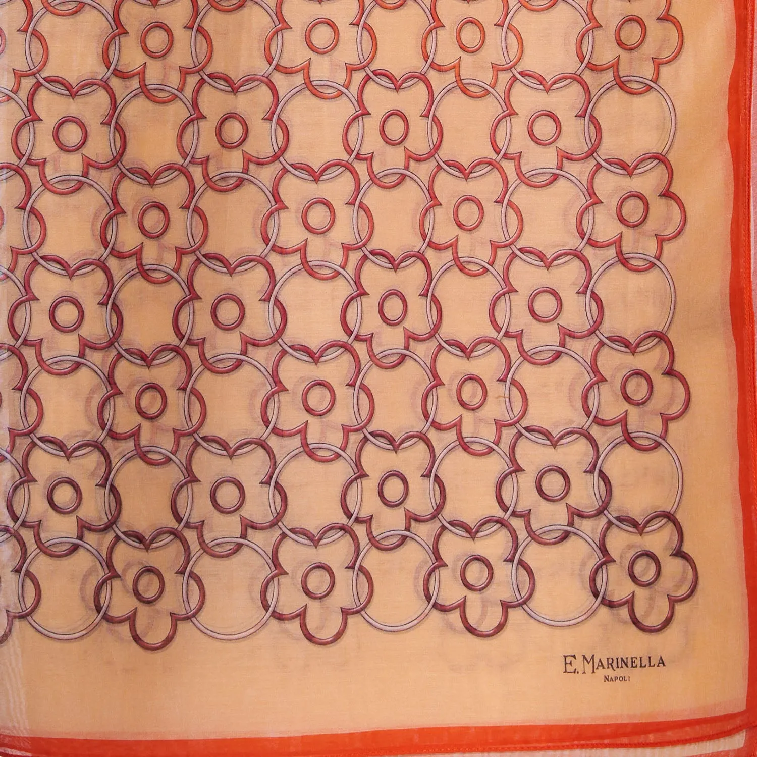 ORANGE TUBULAR SCARF IN COTTON VOILE AND SILK