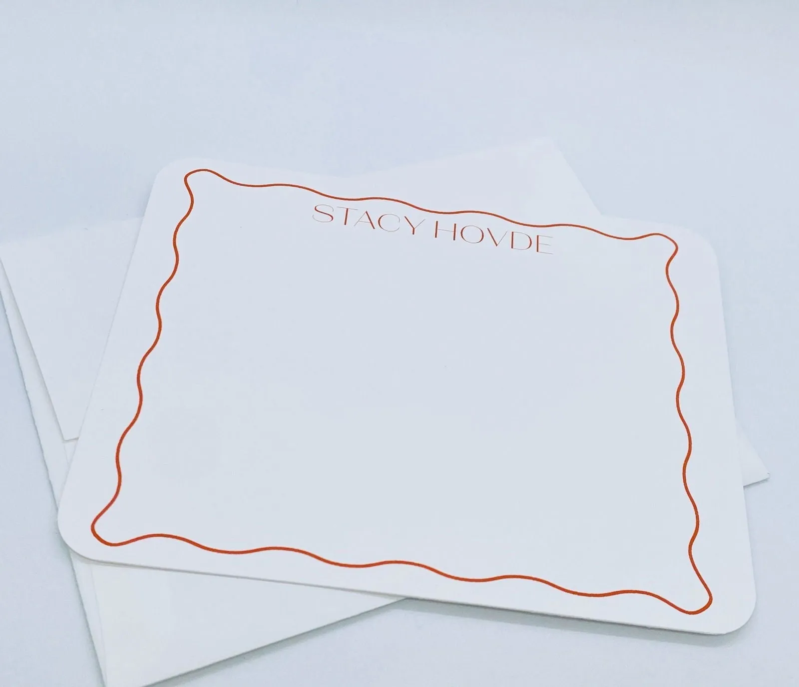 Orange Wavy Border Personalized Note Cards, Set of 20
