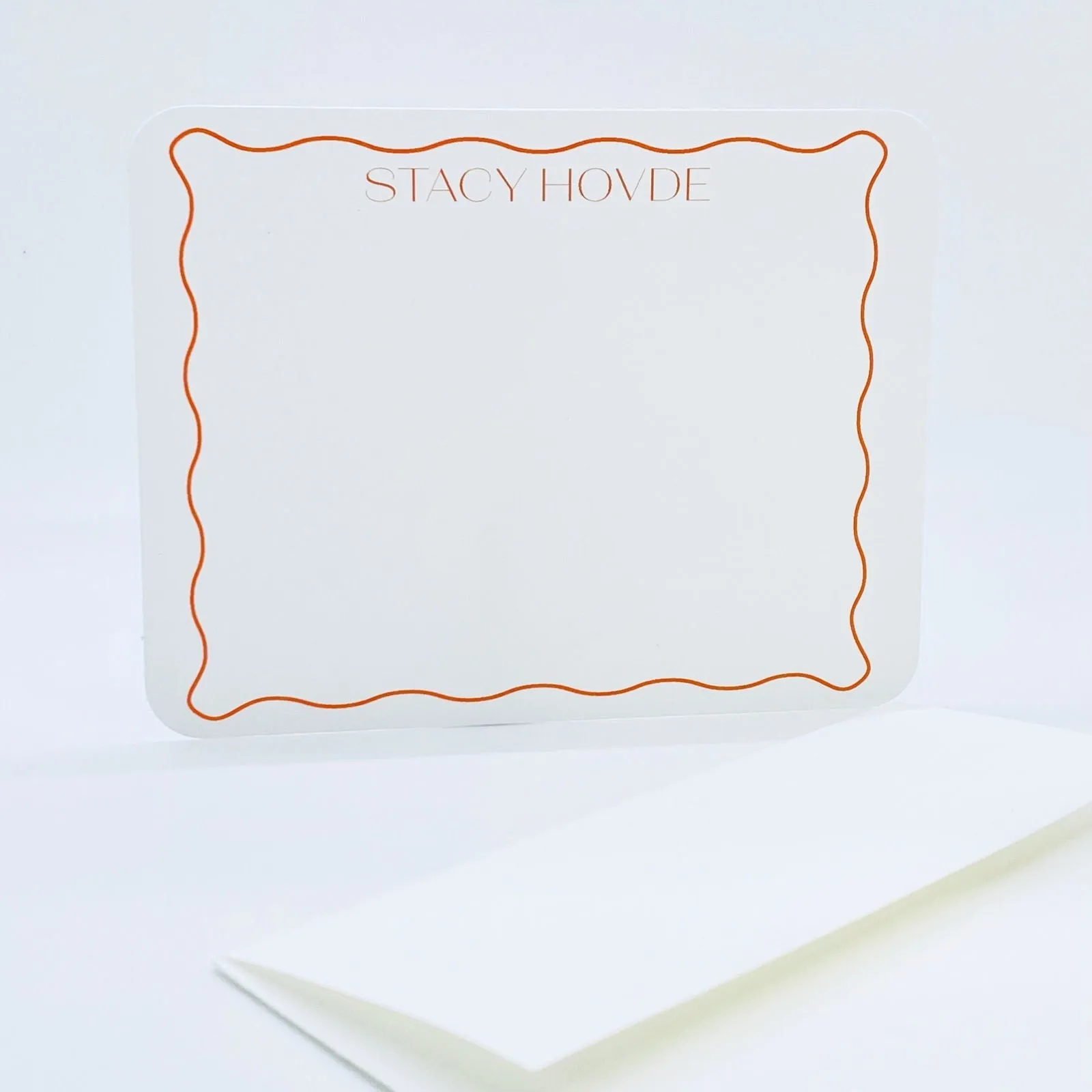 Orange Wavy Border Personalized Note Cards, Set of 20