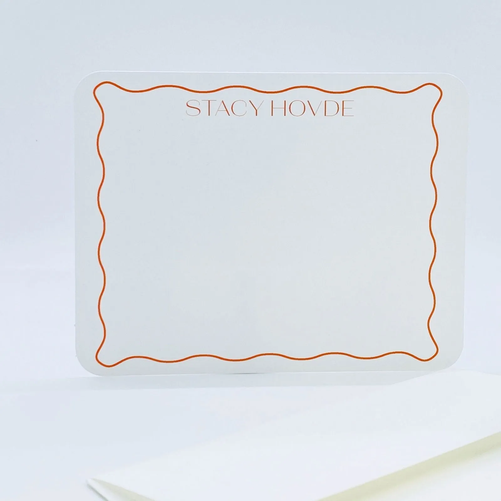 Orange Wavy Border Personalized Note Cards, Set of 20