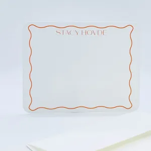 Orange Wavy Border Personalized Note Cards, Set of 20