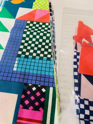 Packs of OFF CUT'S 100% Linen cotton Lump check remnants