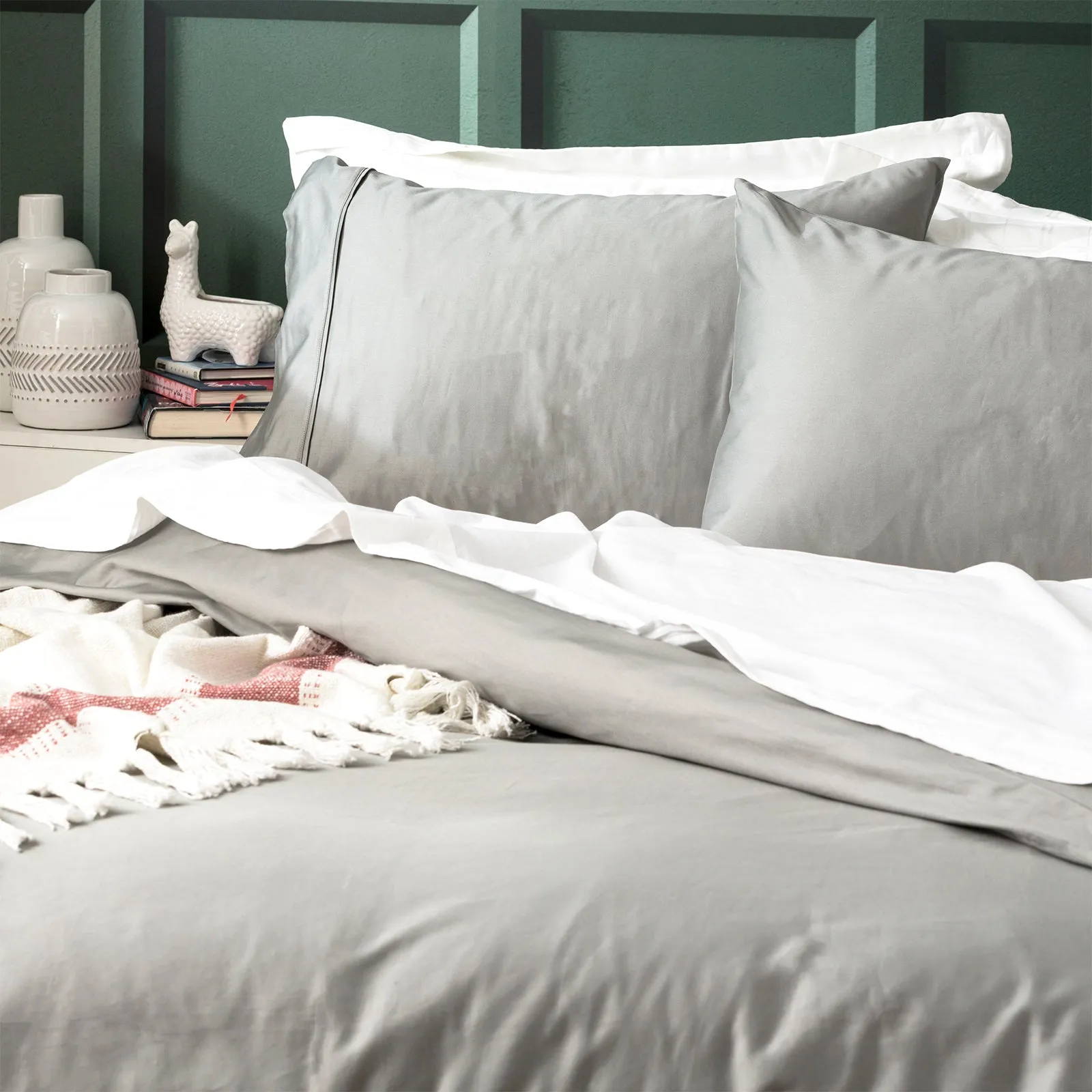 Park Avenue 500 Thread count Natural Bamboo Cotton Quilt Cover Set - Charcoal