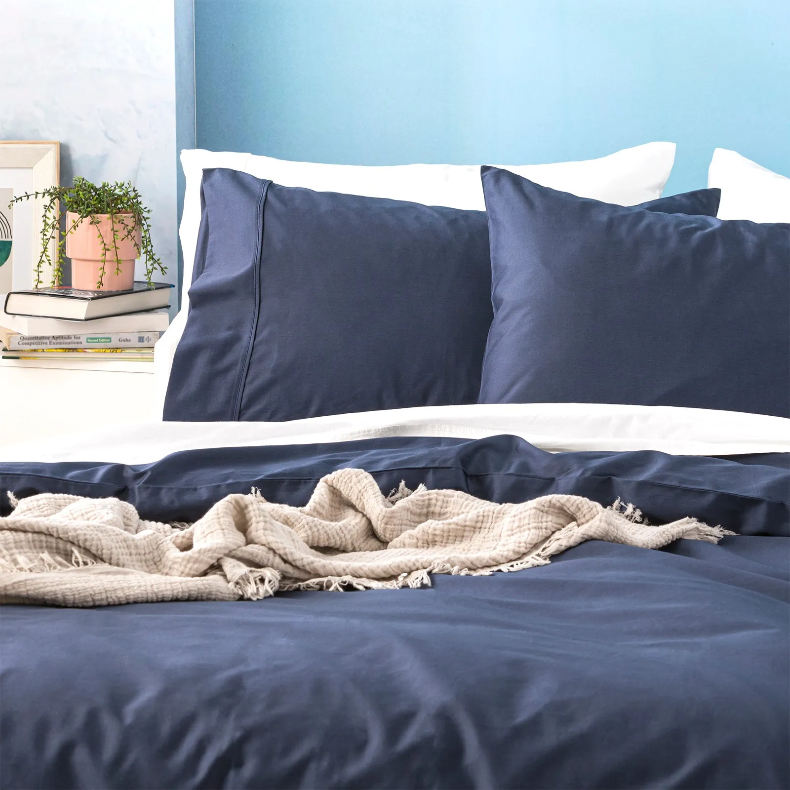 Park Avenue 500 Thread count Natural Bamboo Cotton Quilt Cover Set - Indigo