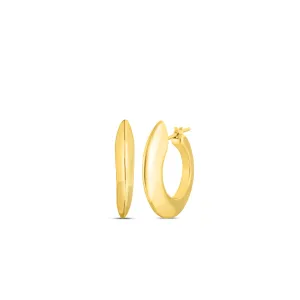 Perfect 18K Yellow Gold Designer Gold Knife Edged Hoop Earrings