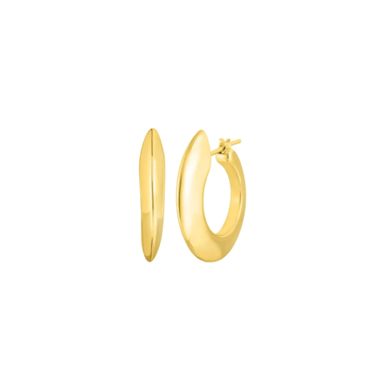 Perfect 18K Yellow Gold Designer Gold Knife Edged Hoop Earrings