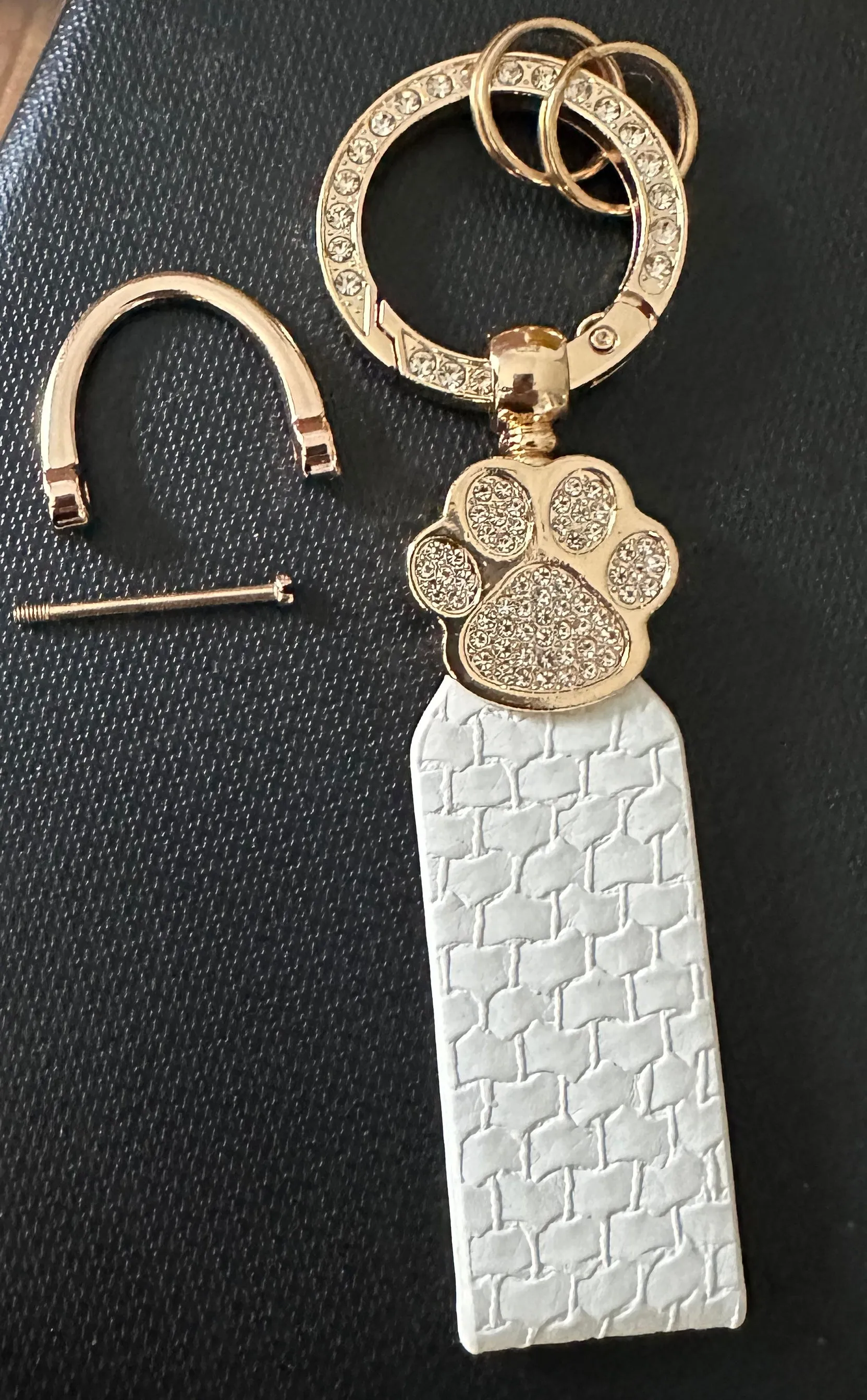 Pink With Silver Pawprint Keychain