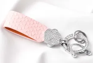 Pink With Silver Pawprint Keychain