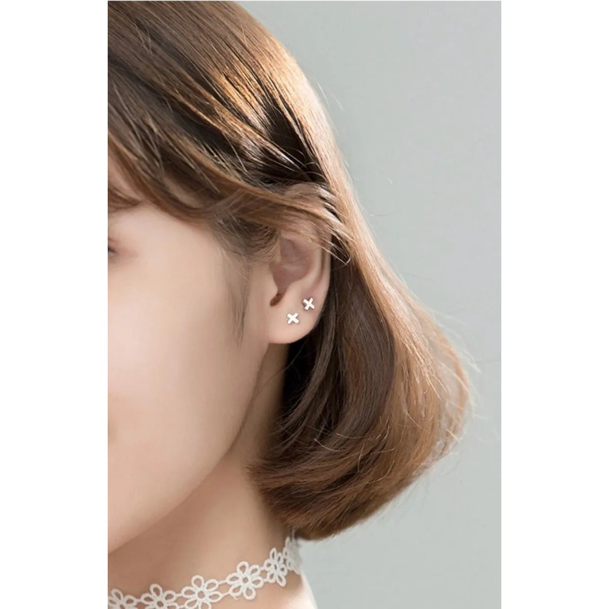 Plain Letter X Studs Earrings-Capital Letter X-SS039