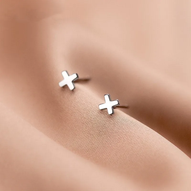 Plain Letter X Studs Earrings-Capital Letter X-SS039