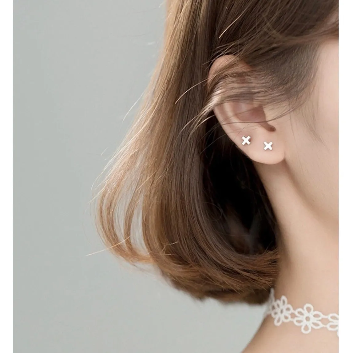 Plain Letter X Studs Earrings-Capital Letter X-SS039