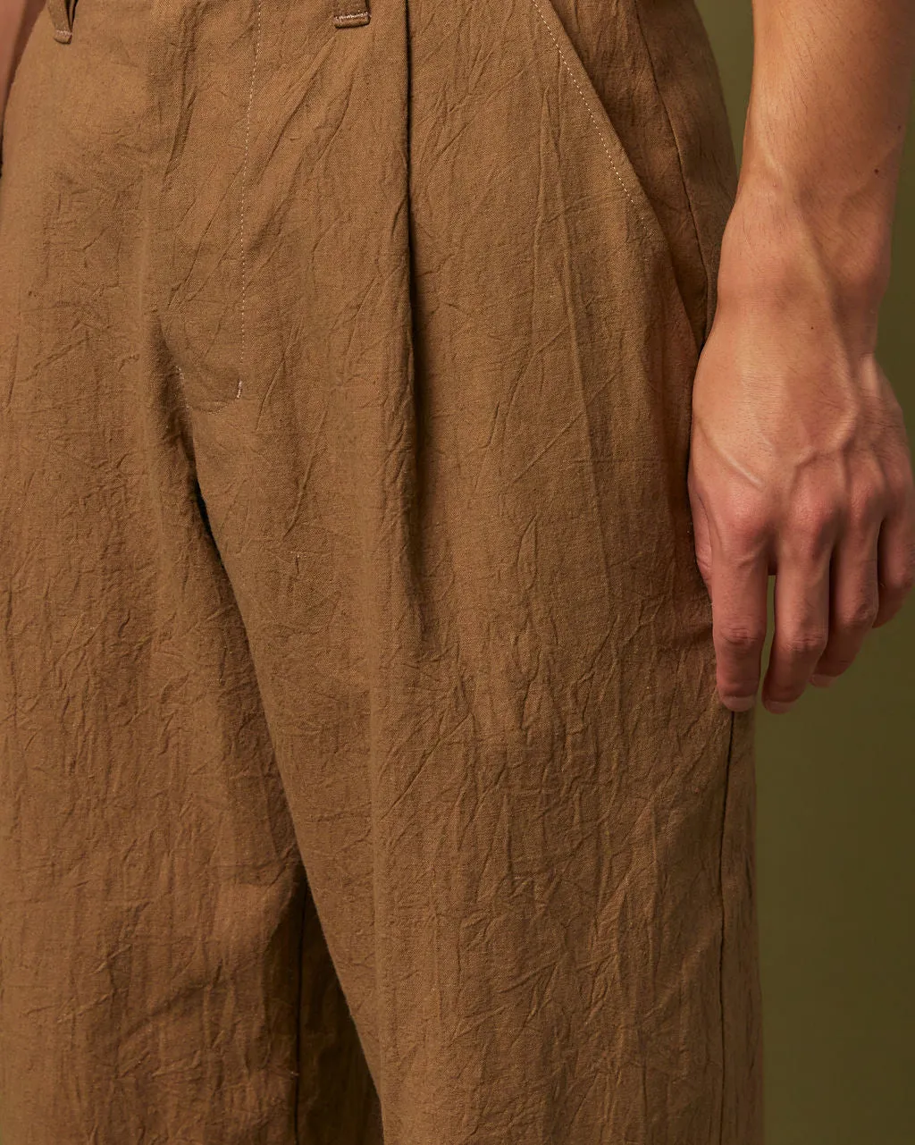 Pleated Trouser - Textured Earth