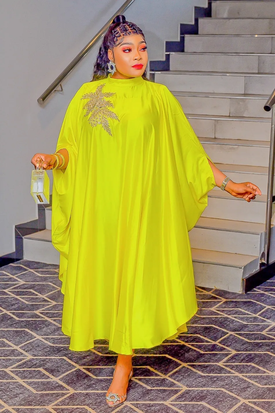 Plush Aunty- Shimmers Brooch Kaftan Maxi Dress (3 colors)