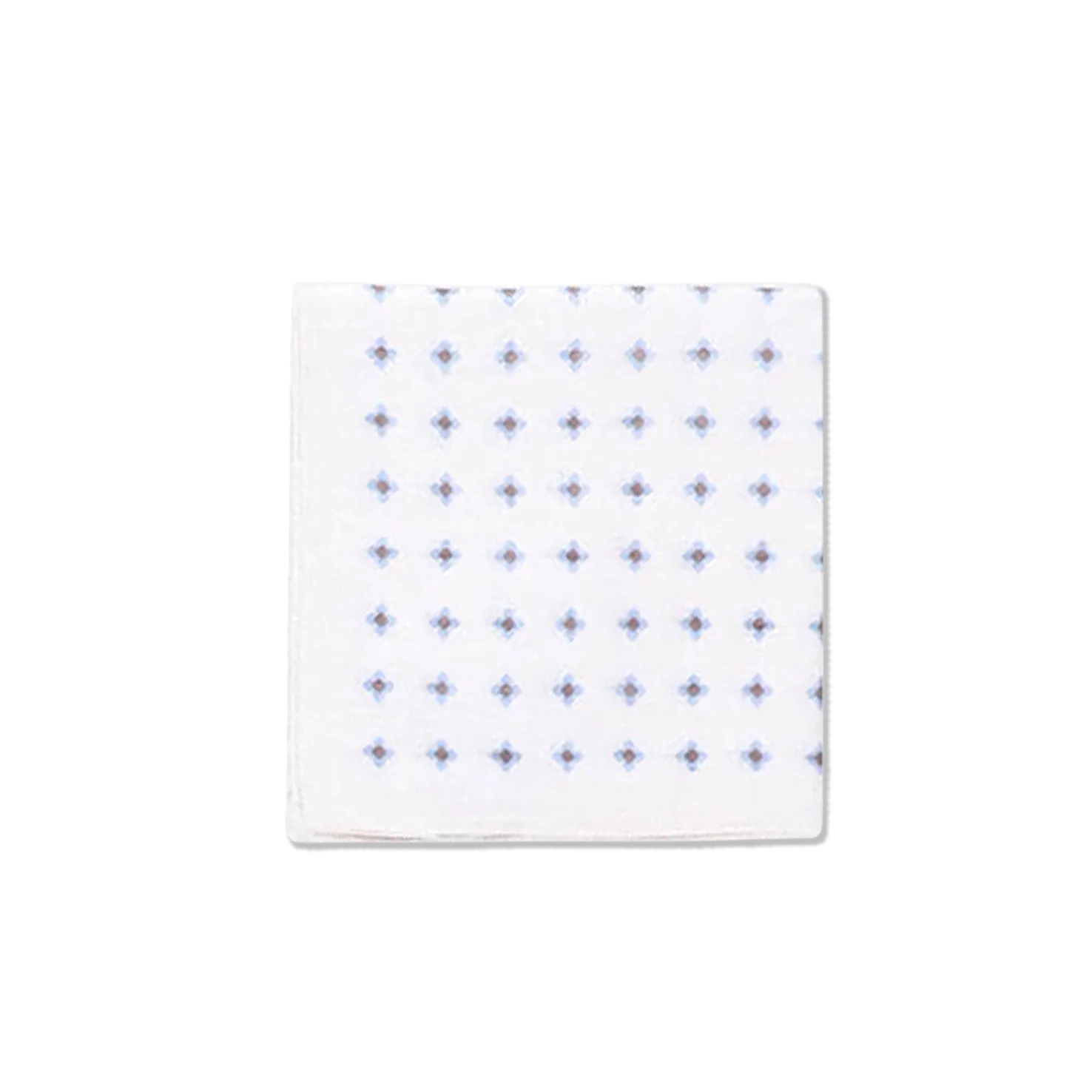 Pocket Square in Printed White Linen