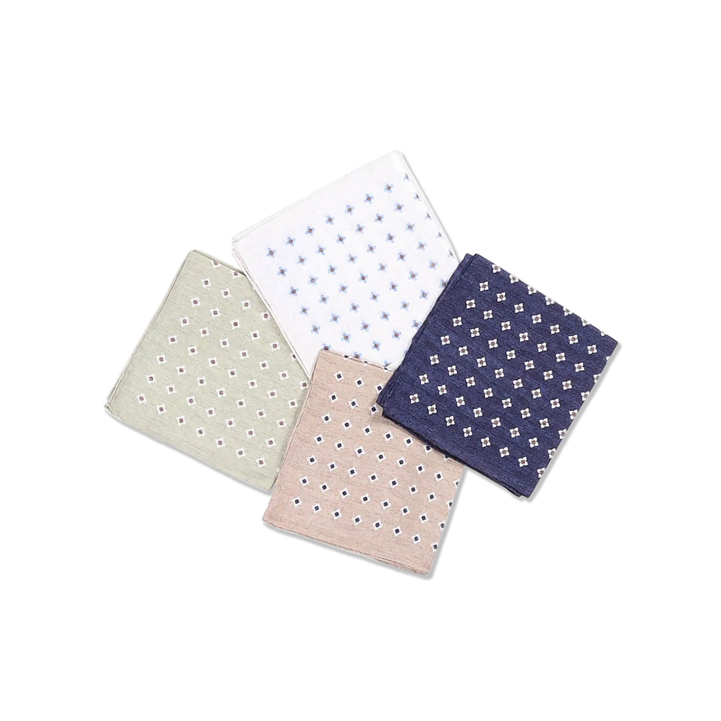 Pocket Square in Printed White Linen