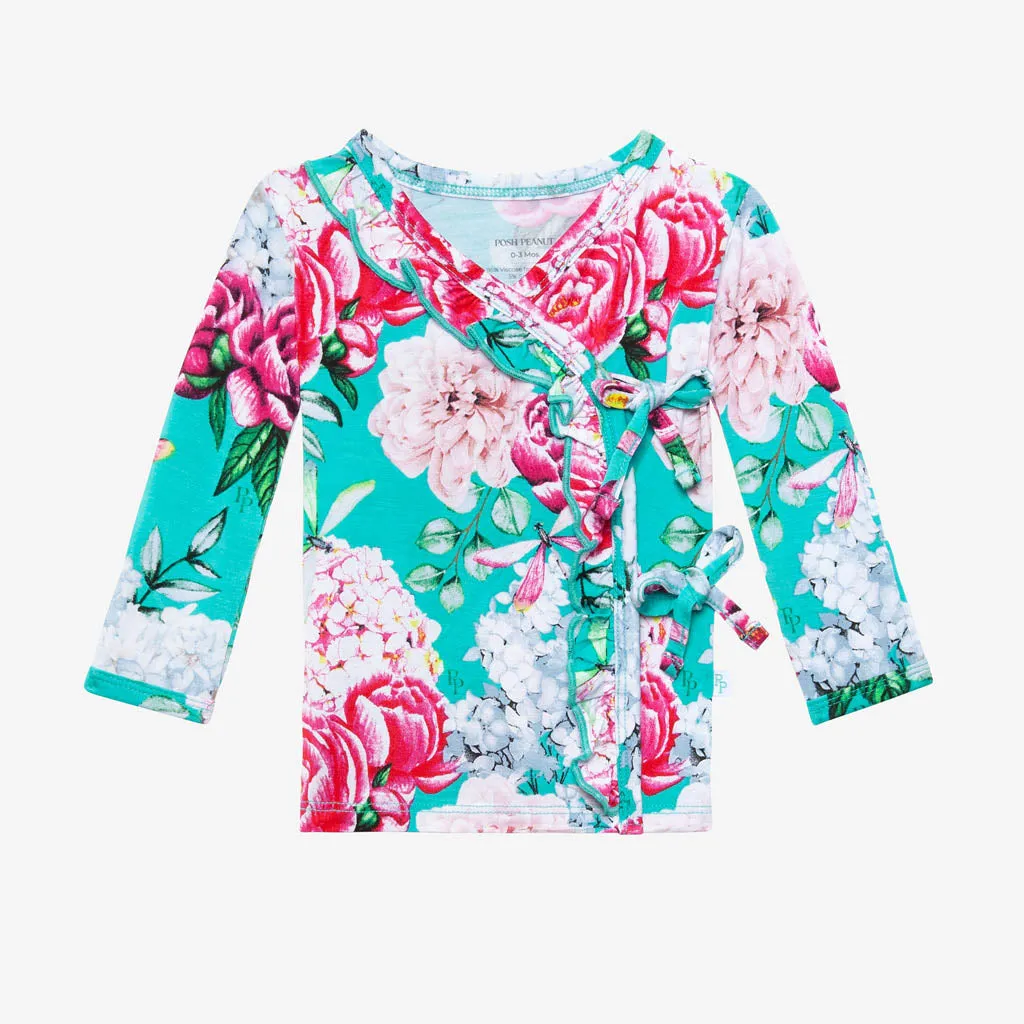 Posh Peanut Eloise Tie Front Ruffle Kimono Set