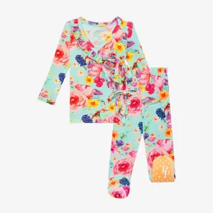 Posh Peanut Olivia Mae Tie Front Ruffle Kimono Set