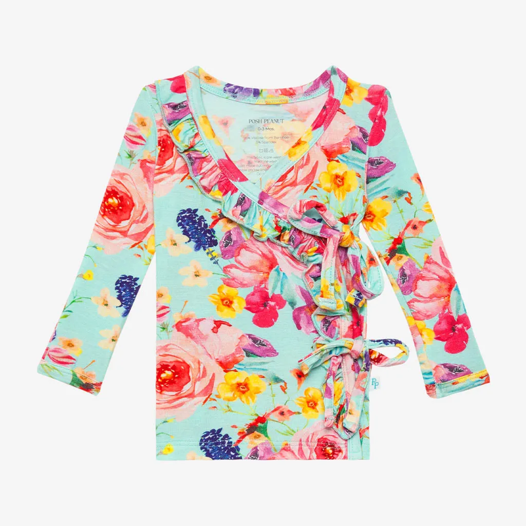 Posh Peanut Olivia Mae Tie Front Ruffle Kimono Set