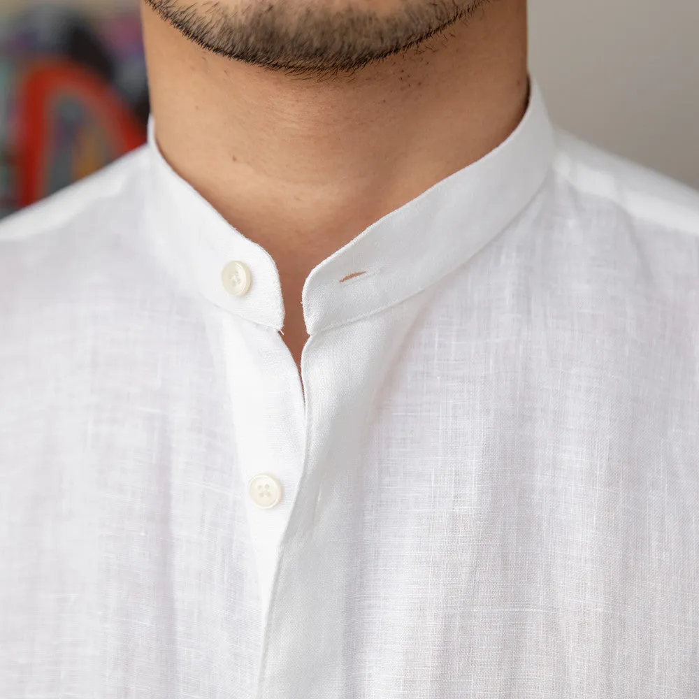 Positano Linen Grandad Collar Shirt