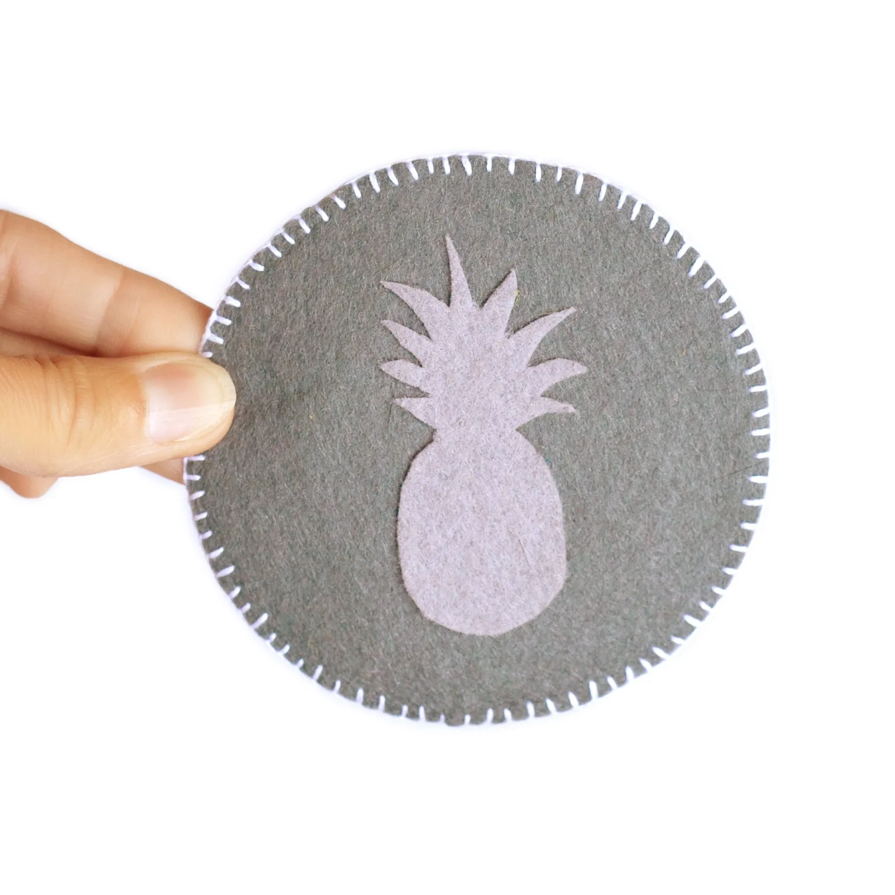Pouch with Pineapple in Grey Tones
