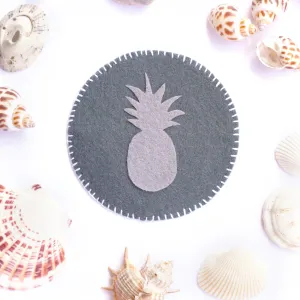 Pouch with Pineapple in Grey Tones