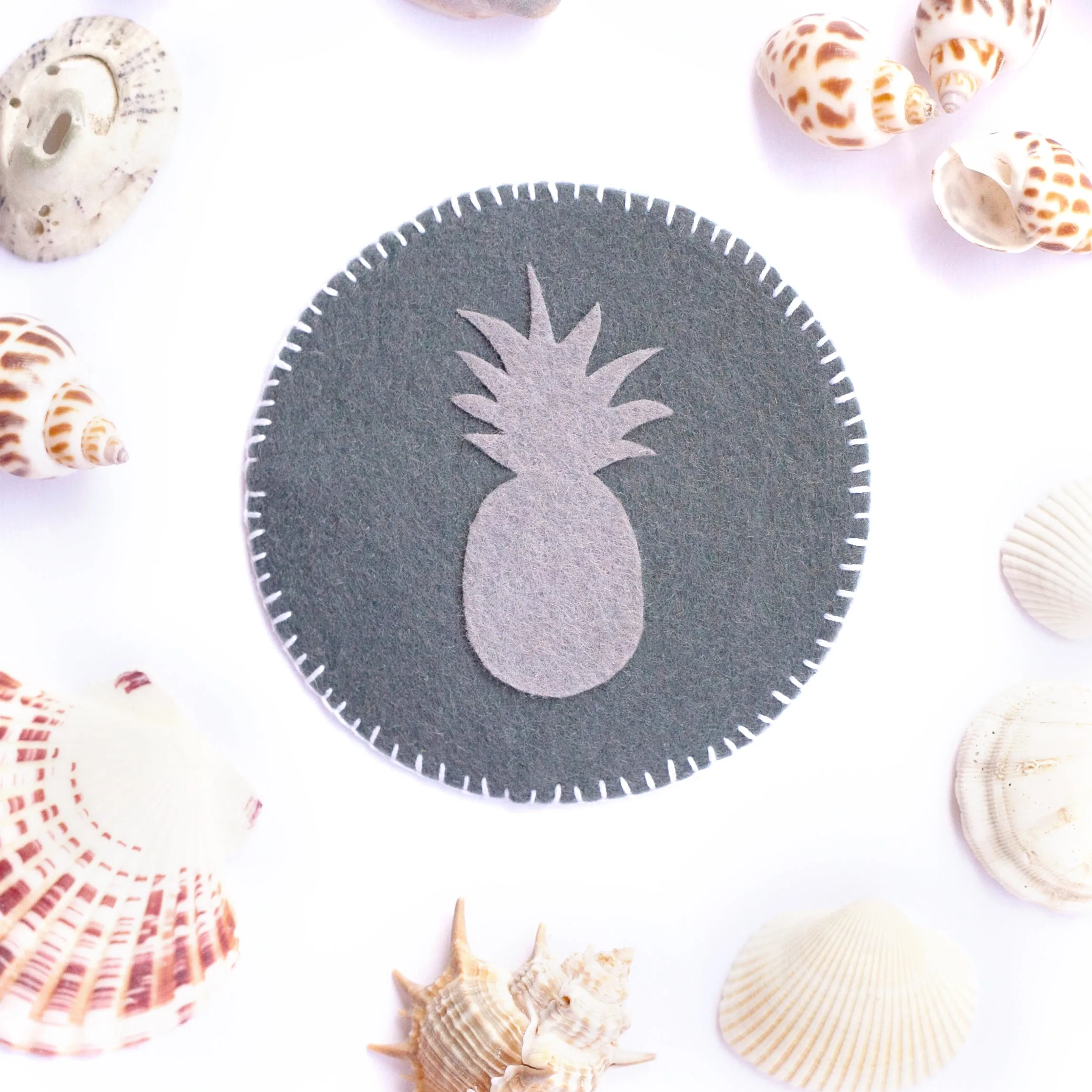 Pouch with Pineapple in Grey Tones